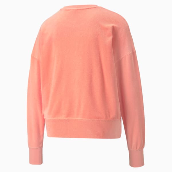 Classics Towelling Crew Neck Sweatshirt Women, Peach Pink