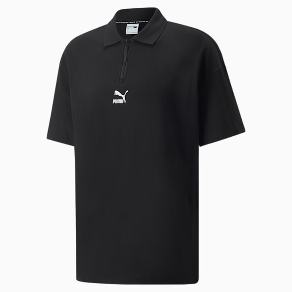 Classics Boxy Zip Men's Polo Shirt, Puma Black