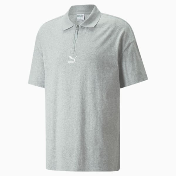 Classics Boxy Zip Men's Polo Shirt, Light Gray Heather, extralarge-GBR