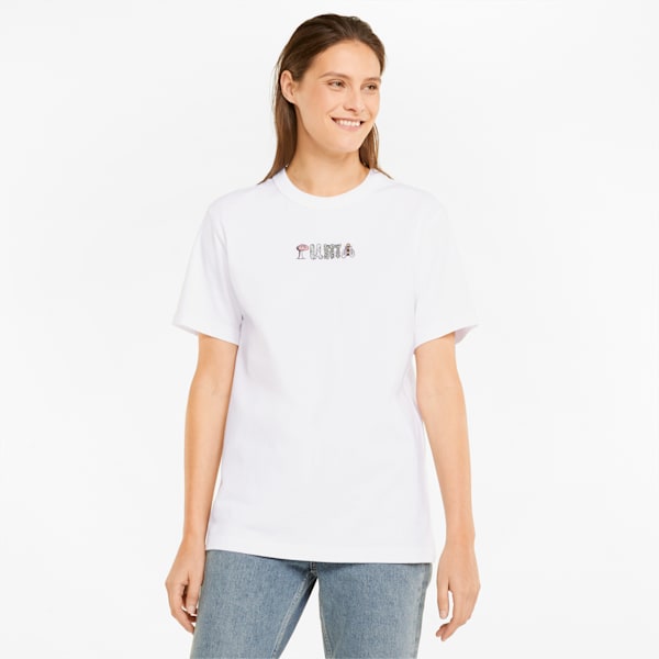 Downtown Relaxed Graphic Women's Tee, Puma White