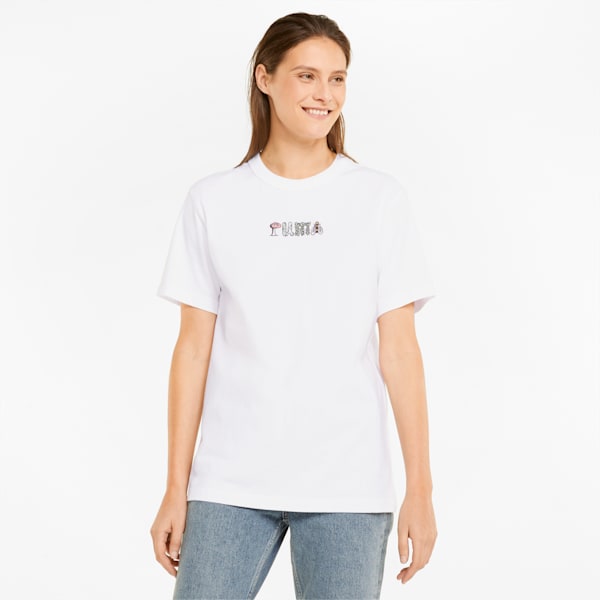 Playera holgada con estampado gráfico para mujer Downtown, Puma White, extralarge