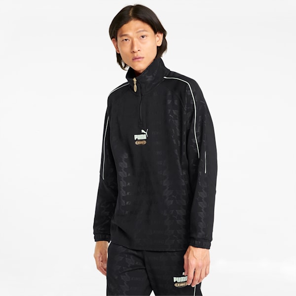 King Printed Half-Zip Men's Relaxed Fit Track Jacket, Puma Black, extralarge-IND