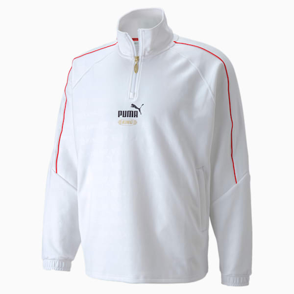 King Printed Half-Zip Men's Relaxed Fit Track Jacket, Puma White, extralarge-IND