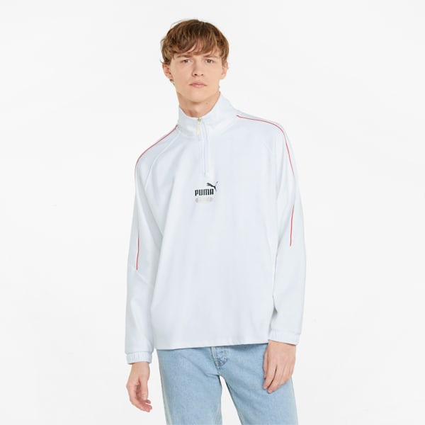 King Printed Half-Zip Men's Relaxed Fit Track Jacket, Puma White, extralarge-IND