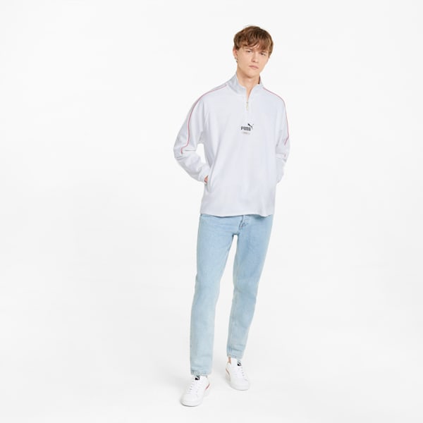 King Printed Half-Zip Men's Relaxed Fit Track Jacket, Puma White, extralarge-IND