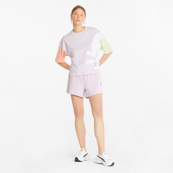Downtown High Waist Women's Shorts, Lavender Fog, extralarge