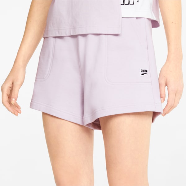 Downtown High Waist Women's Shorts, Lavender Fog, extralarge