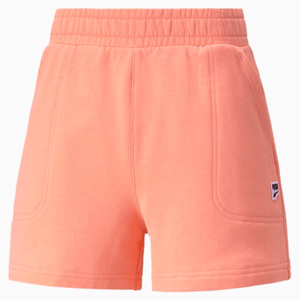 Downtown High Waist Women's Shorts, Peach Pink