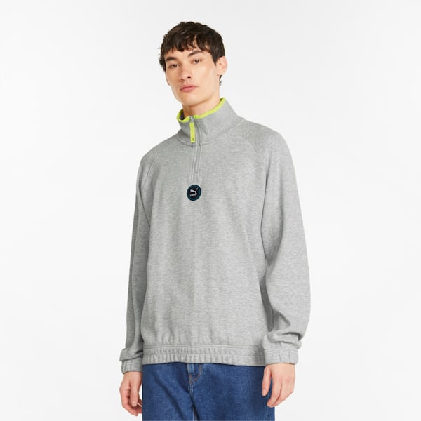 Chamarra de cierre medio SWxP para hombre, Light Gray Heather, extralarge