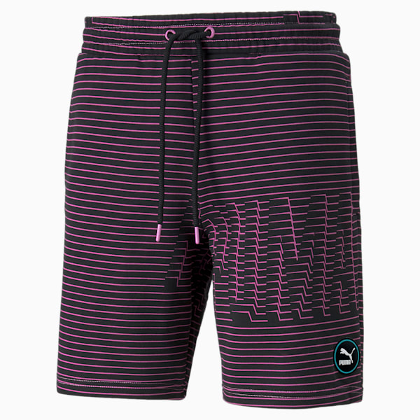 SWxP Printed Men's Regular Fit Shorts, Puma Black-Opera Mauve, extralarge-IND