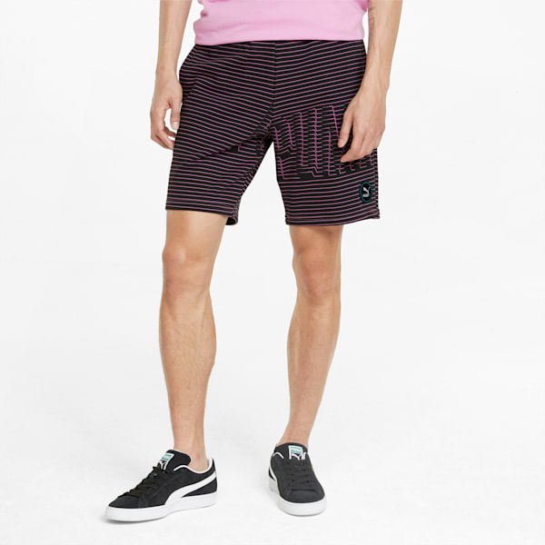 SWxP Printed Men's Regular Fit Shorts, Puma Black-Opera Mauve, extralarge-IND