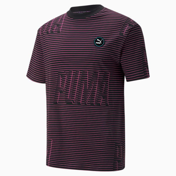 SWxP Printed Men's Relaxed Fit T-Shirt, Puma Black-Opera Mauve, extralarge-IND