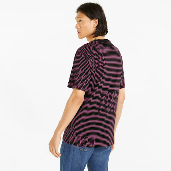 SWxP Printed Men's Relaxed Fit T-Shirt, Puma Black-Opera Mauve, extralarge-IND