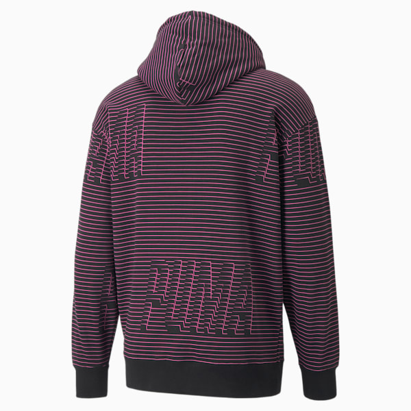 Sportswear by PUMA Printed Men's Hoodie, Puma Black-Opera Mauve, extralarge