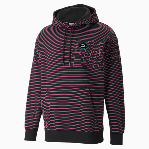 Sportswear by PUMA Printed Men's Hoodie, Puma Black-Opera Mauve, extralarge