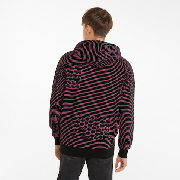 Sudadera con capucha estampada SWxP para hombre, Puma Black-Opera Mauve, extralarge