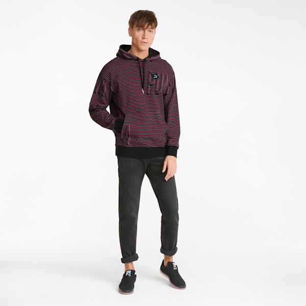 Sportswear by PUMA Printed Men's Hoodie, Puma Black-Opera Mauve, extralarge