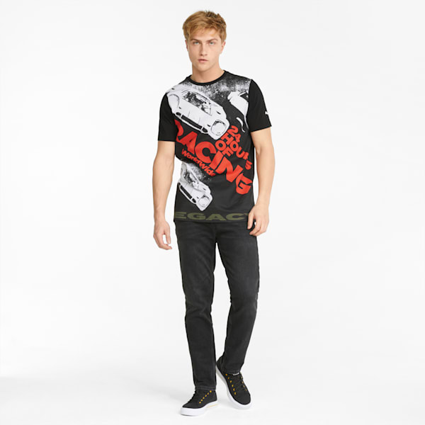 Porsche Legacy Statement Men's Regular Fit Graphic T-Shirt, Puma Black, extralarge-IND