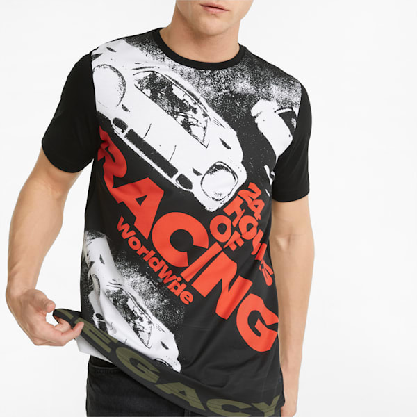 Porsche Legacy Statement Men's Regular Fit Graphic T-Shirt, Puma Black, extralarge-IND