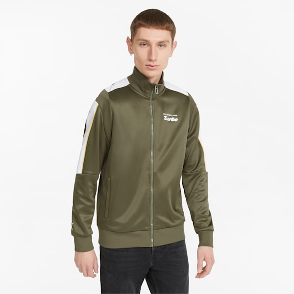 Porsche Legacy T7 Men's Track Jacket, Dark Green Moss, extralarge