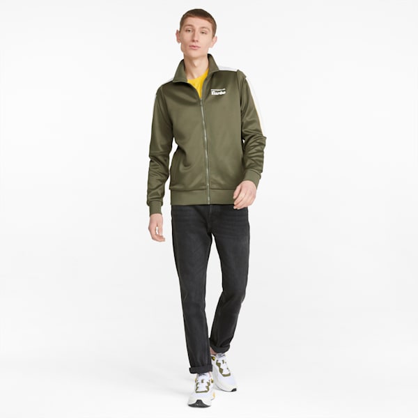 Porsche Legacy T7 Men's Track Jacket, Dark Green Moss, extralarge