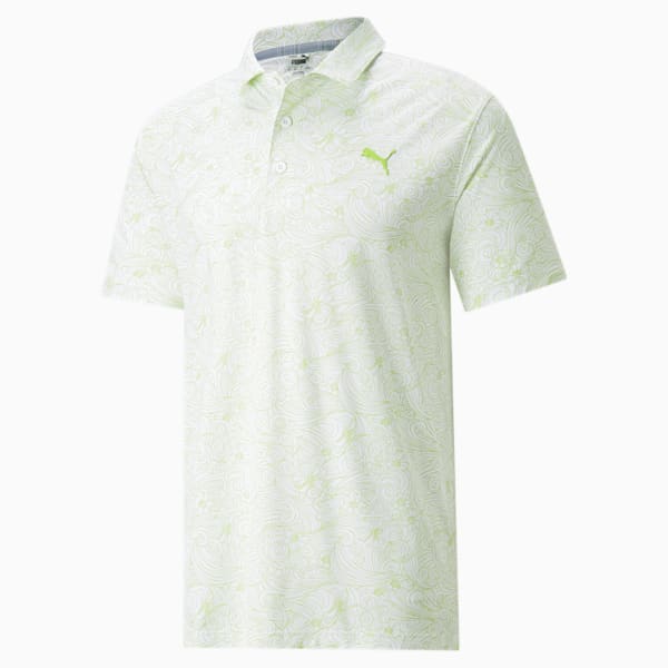 メンズ ゴルフ GUST O WIND ポロシャツ, Bright White-Greenery, extralarge-AUS