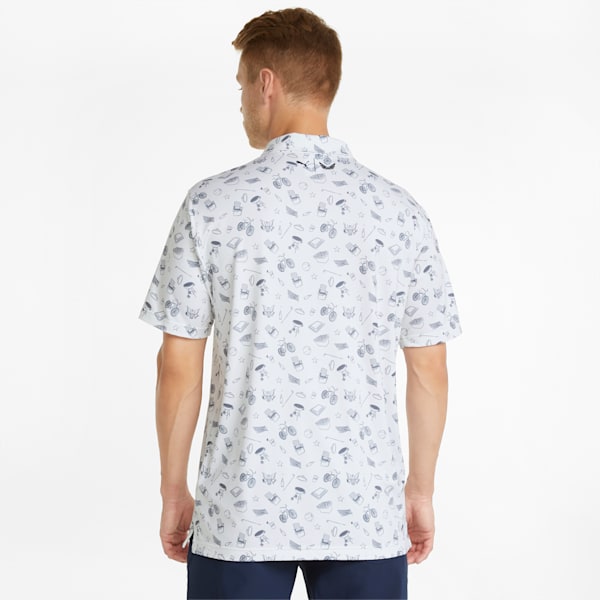 Volition Block Party Men's Golf Polo Shirt, Bright White-Navy Blazer, extralarge
