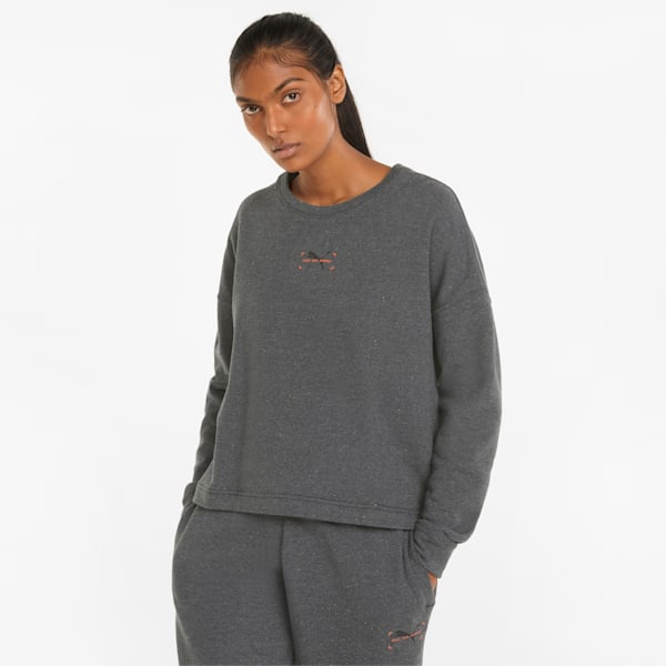 Sudadera holgada con cuello redondo RE:Collection para mujer, Dark Gray Heather, extralarge