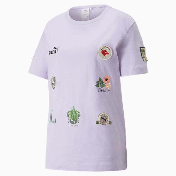 Camiseta con insignia PUMA x LIBERTY para mujer, Pastel Lilac