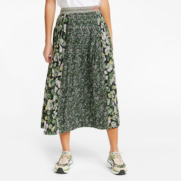 PUMA x LIBERTY Printed Pleated Women's Skirt, Puma Black-Flower AOP, extralarge