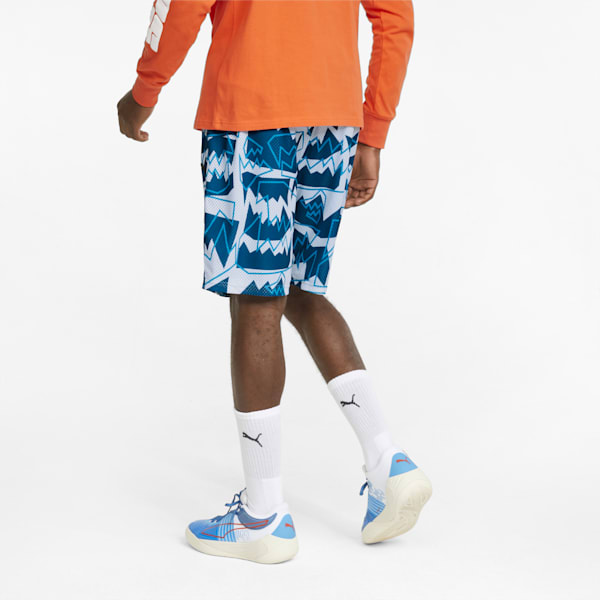 Mesh Printed Practice Men's Basketball Shorts, Sailing Blue