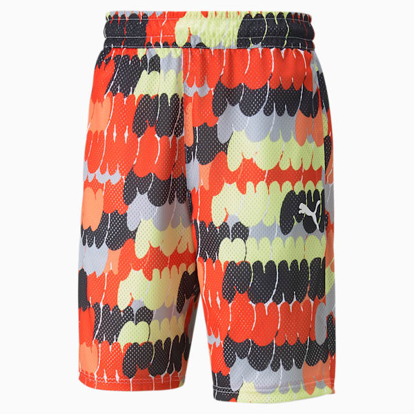 Shorts de basketball de malla estampados Hombre Practice, Puma White-Cherry Tomato, extralarge