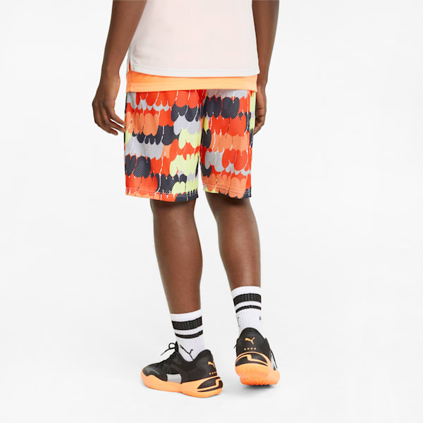 Shorts de basketball de malla estampados Hombre Practice, Puma White-Cherry Tomato, extralarge