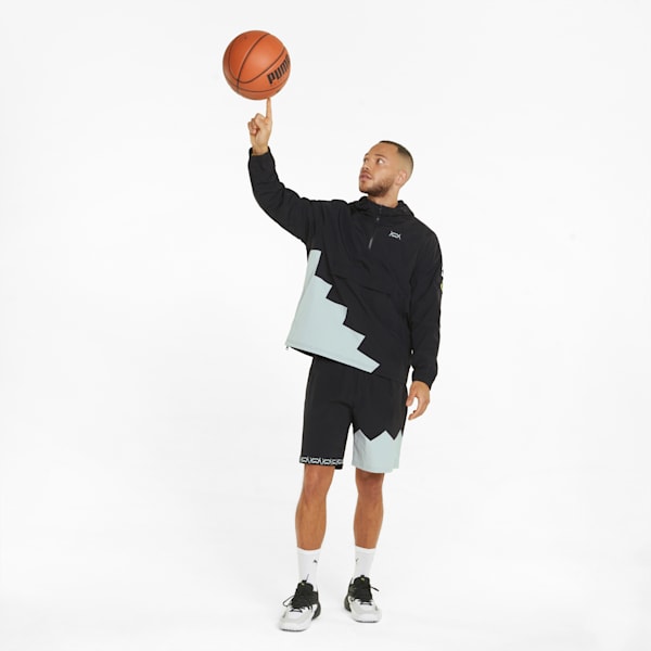 Short Corner Men's Basketball Windbreaker, Puma Black-Harbor Mist, extralarge