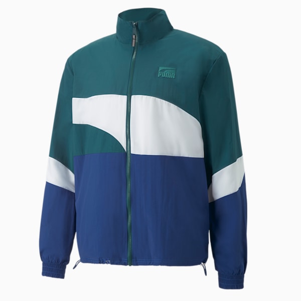 Clyde Men's Basketball Jacket, Varsity Green-Blazing Blue, extralarge-IND