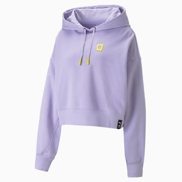 Sudadera con capucha de básquetbol corta Pivot para mujer, Vivid Violet