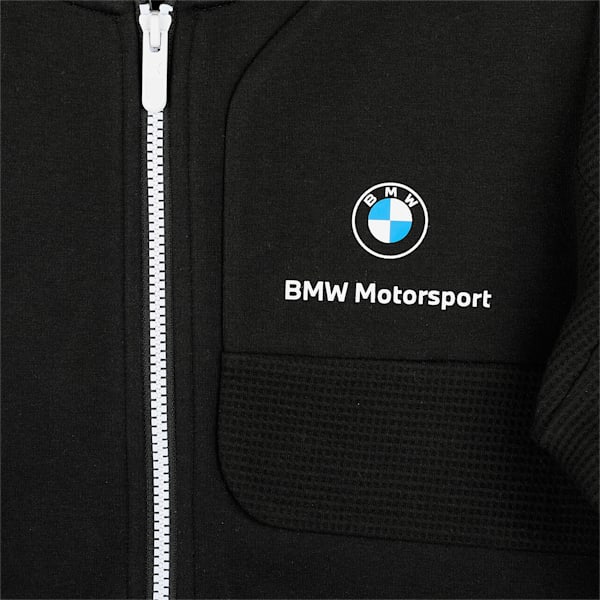 BMW M Motorsport Kids Hooded Youth Sweat Jacket, Puma Black, extralarge-IND