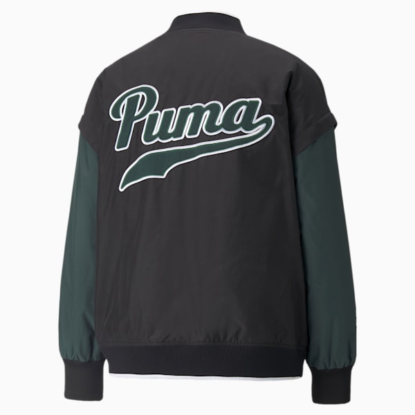 PUMA TEAM レターマン ジャケット ウィメンズ, Puma Black-Green Gables, extralarge-JPN