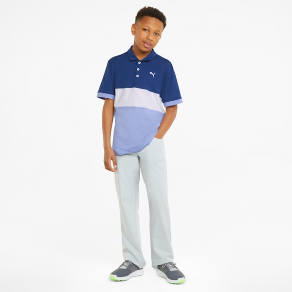 CLOUDSPUN Highway Youth Golf Polo Shirt, Blazing Blue-Lavendar Pop