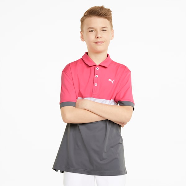 CLOUDSPUN Highway Youth Golf Polo Shirt, Sunset Pink-QUIET SHADE
