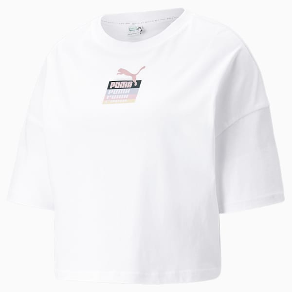 Brand Love Oversized Women's Tee, Puma White-Chalk Pink, extralarge