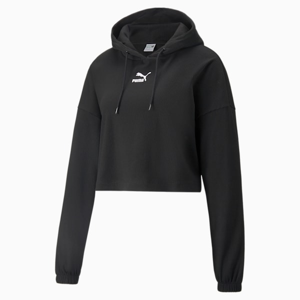 Classics Ribbed Women's Hoodie, Puma Black, extralarge