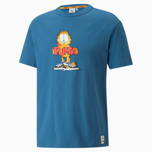 Playera con estampado gráfico para hombre PUMA x GARFIELD, Vallarta Blue, extralarge