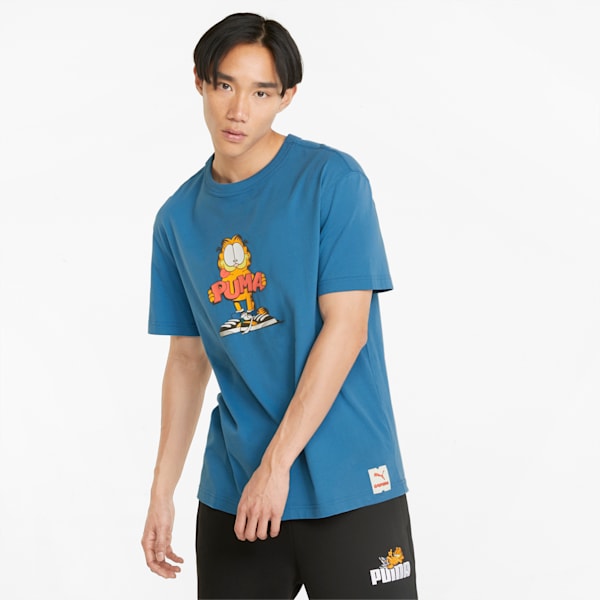 Playera con estampado gráfico para hombre PUMA x GARFIELD, Vallarta Blue, extralarge