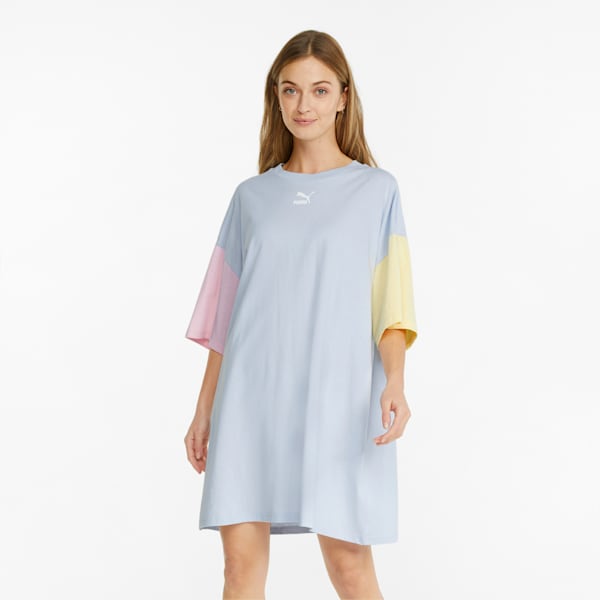 Classics Block Women's Relaxed Fit T-Shirt Relaxed Fit Dress, Arctic Ice-Chalk Pink, extralarge-IND