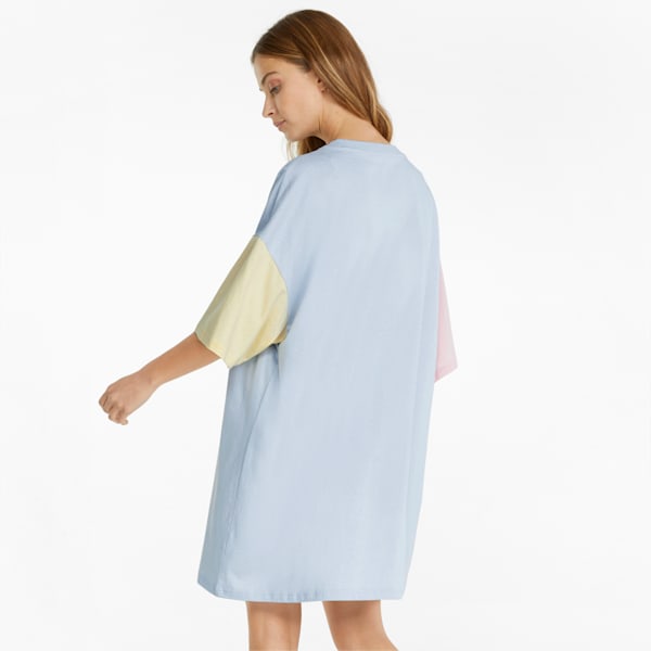 Classics Block Women's Relaxed Fit T-Shirt Relaxed Fit Dress, Arctic Ice-Chalk Pink, extralarge-IND