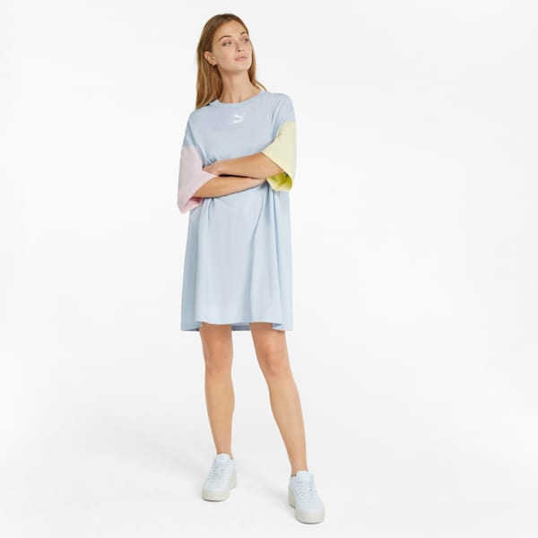 Classics Block Women's Relaxed Fit T-Shirt Relaxed Fit Dress, Arctic Ice-Chalk Pink, extralarge-IND