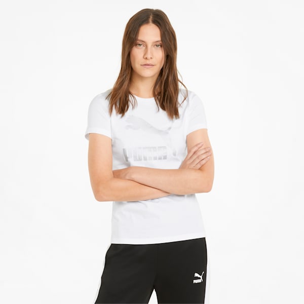 Classics Logo Women's Tee, Puma White-silver, extralarge