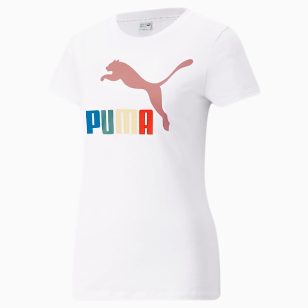 Playera con logotipo para mujer Classics Interest, Puma White-Go For, extralarge