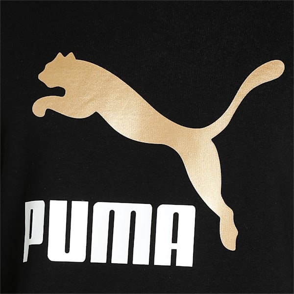 Classics Metallic Logo Crew Neck Men's Regular Fit Sweater, Puma Black-Gold, extralarge-IND